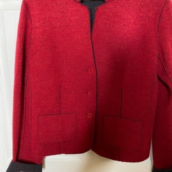 EILEEN Fisher Red Wool Sweater Cardigan Size Medium - Picture 3 of 6